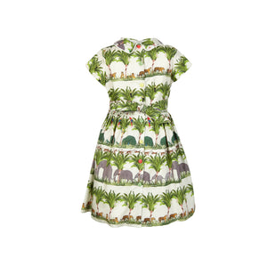 Tropical Zoo Print Girls' Shirt Dress | 100% Organic Cotton | Made in UK