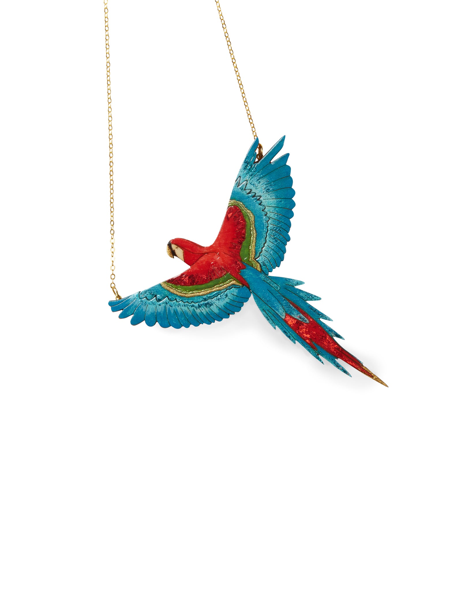 Parrot Laser-cut Acrylic Hand-painted British-made Retro Necklace