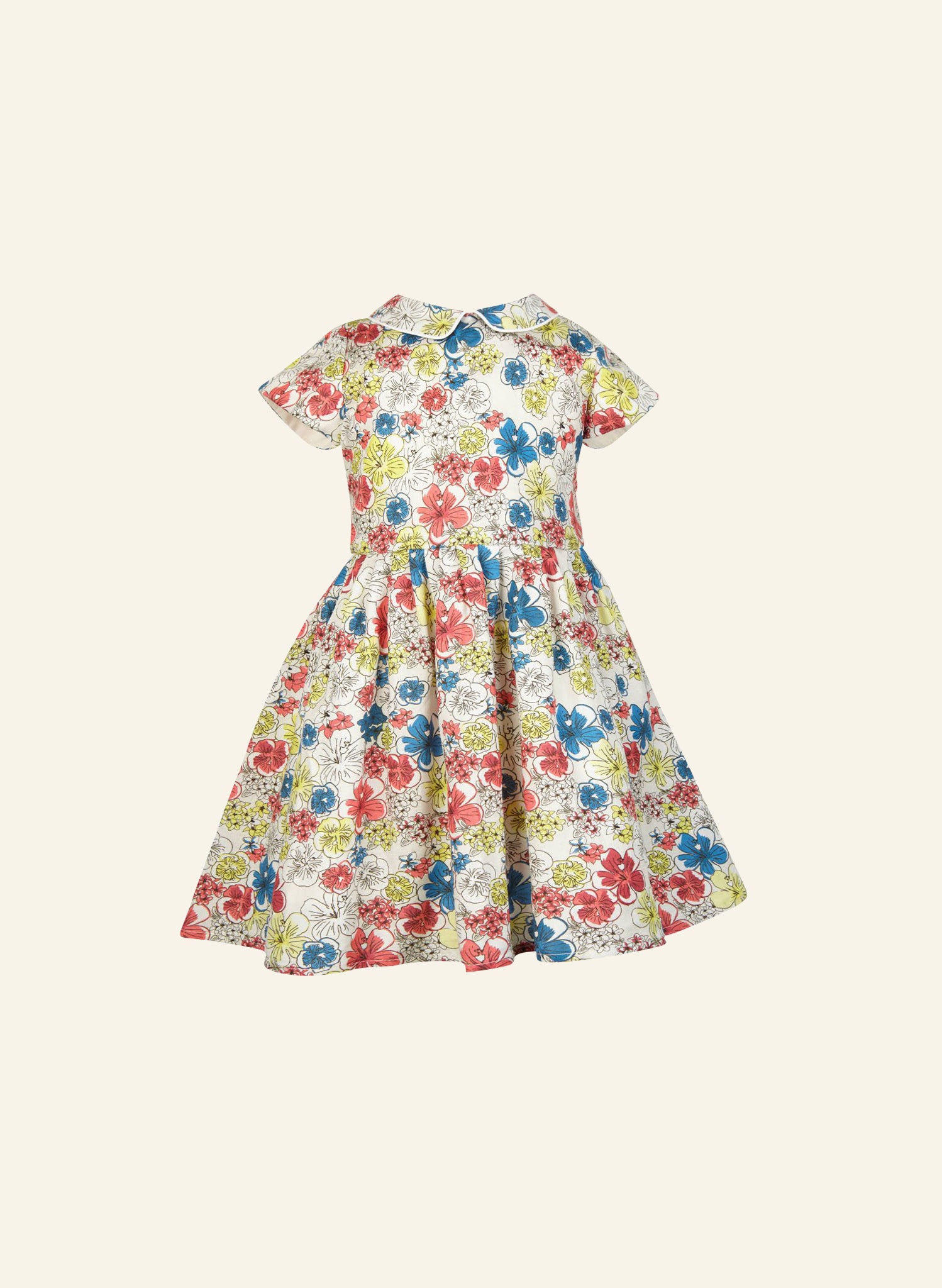 Penny Children's Dress - Ivory Hibiscus Heaven