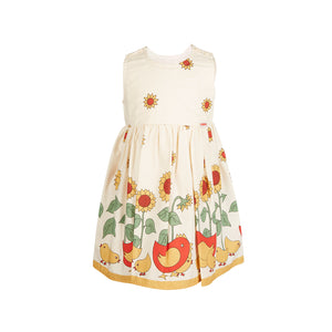 Children's Natural Sunflower Print Dress | Made in the UK