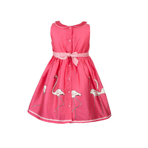 Millie - Raspberry Flamingo Print Organic Cotton Dress for Girls