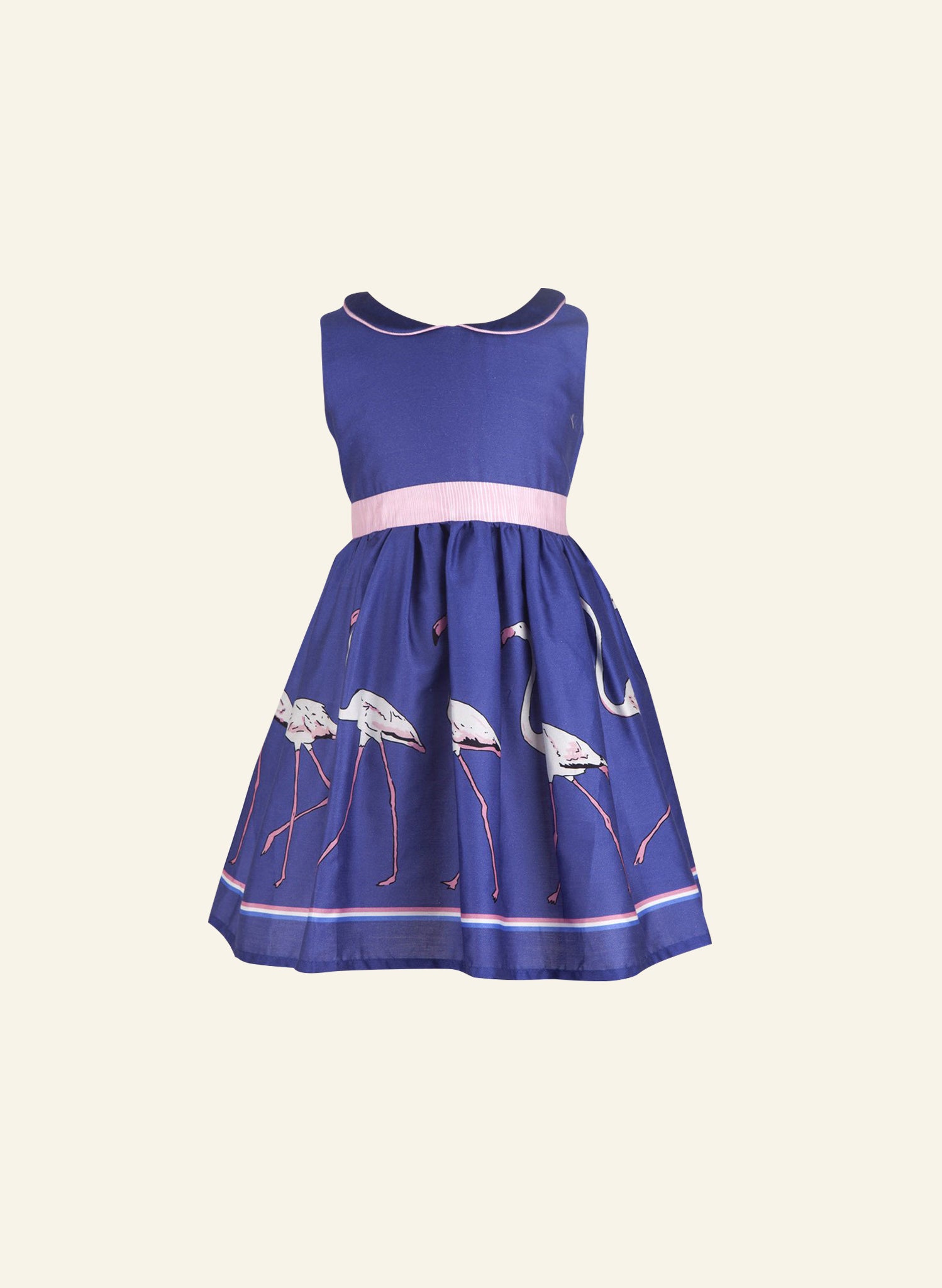 Millie Children's Dress - Blue Flamingo
