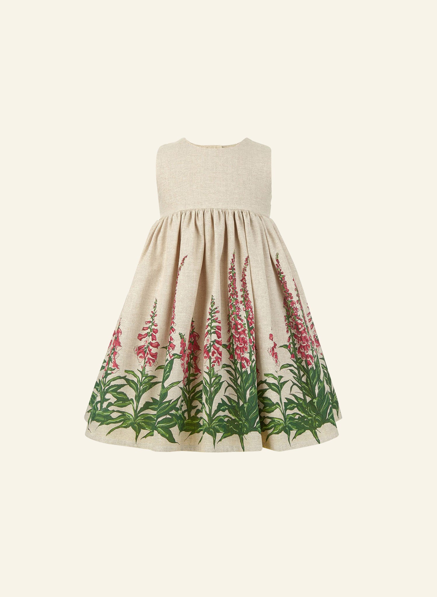 100% Linen Foxgloves Print Children's Dress | Palava UK