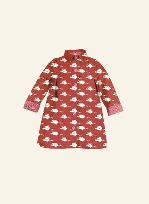 Red Duck Pattern Children's Coat | 100% Organic Cotton | UK