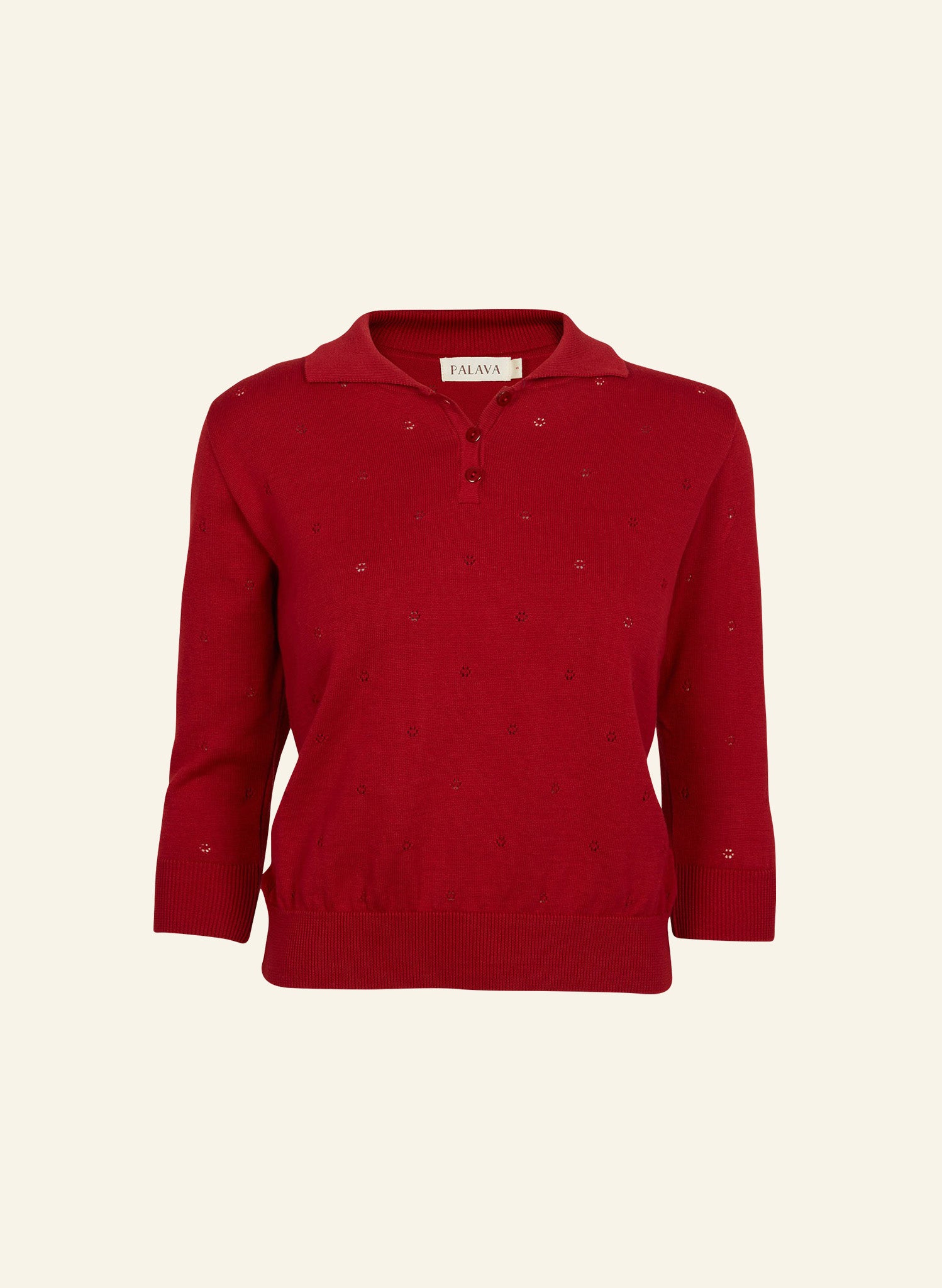 Aila Knitted Cotton Top - Crimson Red