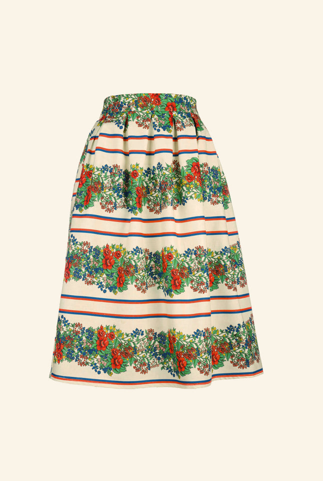 Ada - Ivory Mexican Rose Skirt