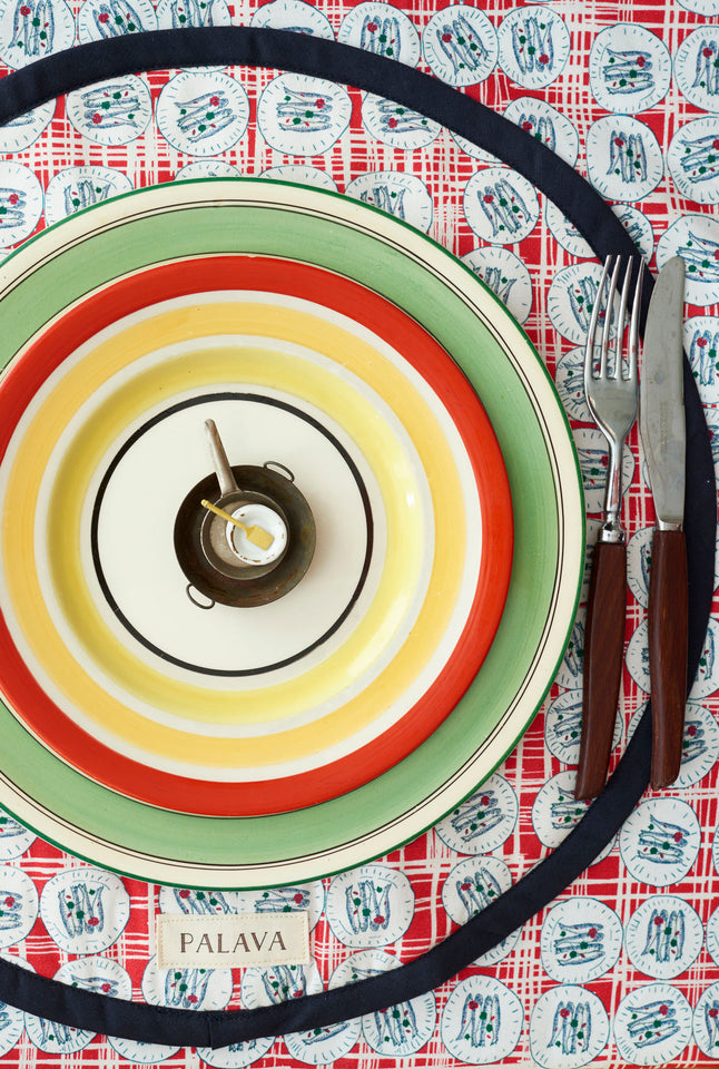 Aga Cover / Placemat - Red Sardines