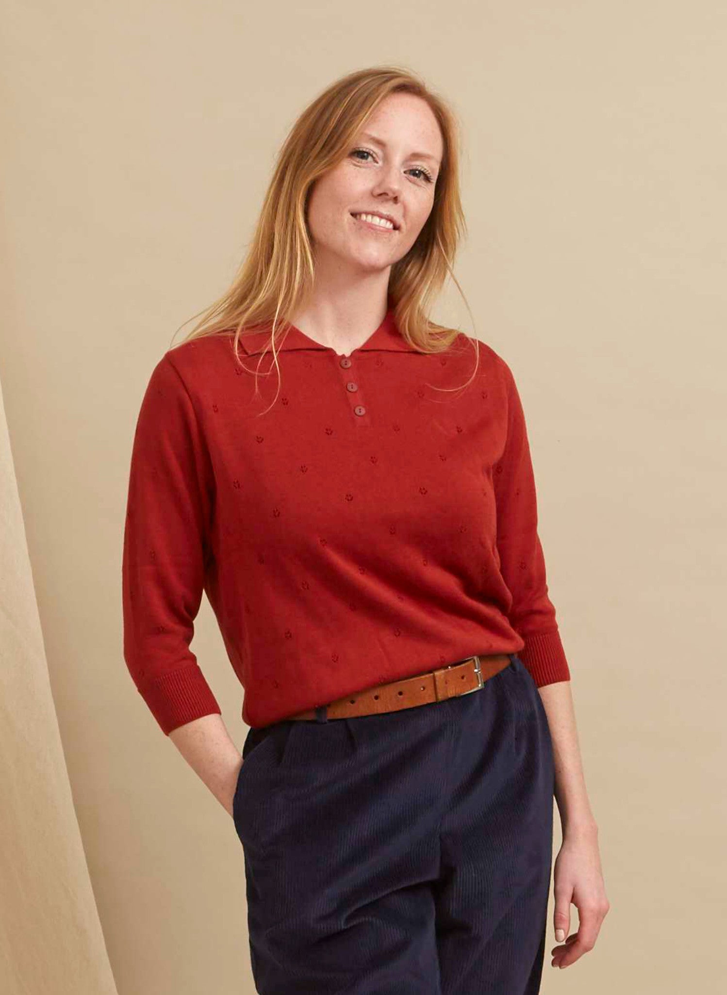 Aila Knitted Top - Rust Red