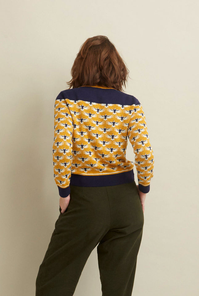 Alba - Mustard Eagle Jacquard Organic Cotton Jumper