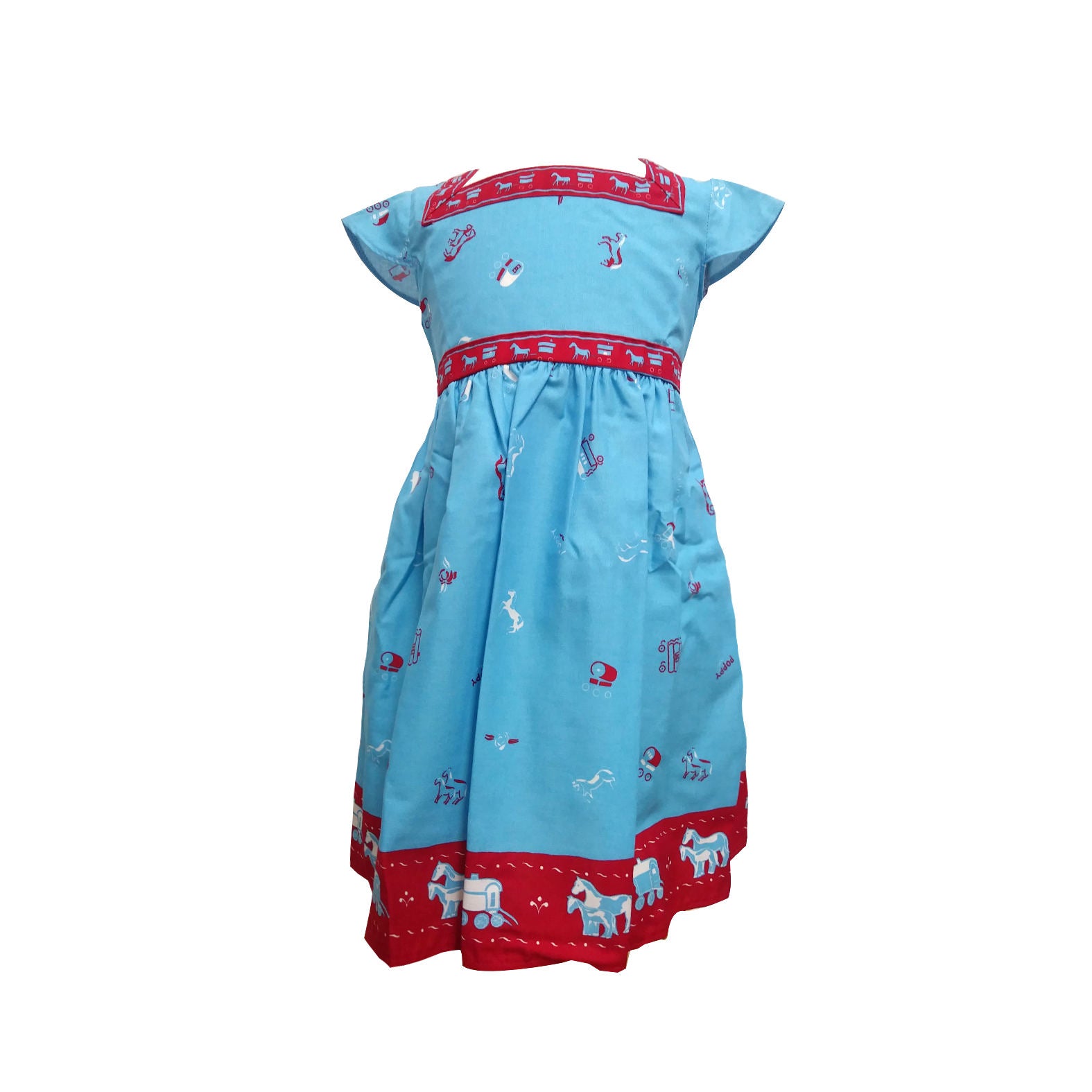 Archive Sale - Poppy - Age 2-3- Alicia Dress - Turquoise Gypsy Caravan