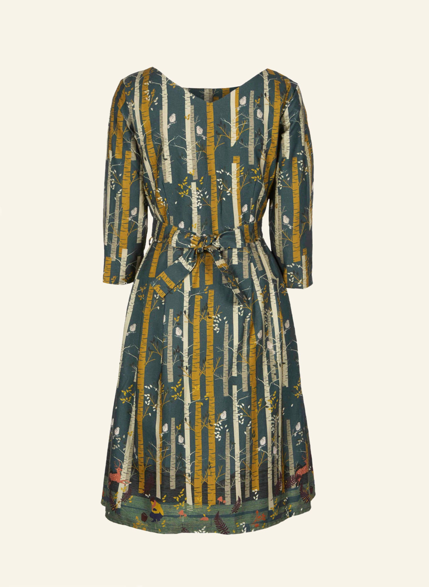 Beatrice Dress - Teal Silver Birch Print