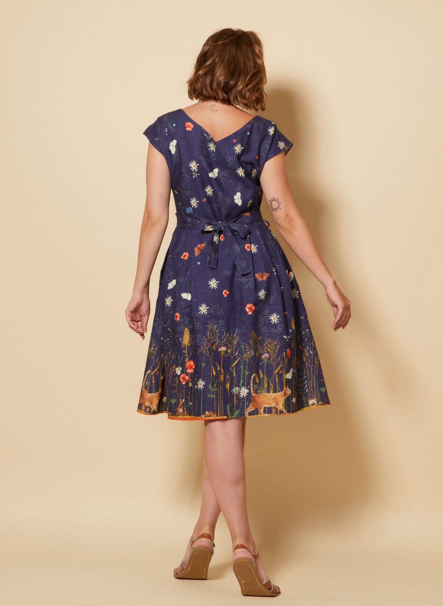 Navy Cornfield Elegant Summer Dress Hemp Cotton Palava