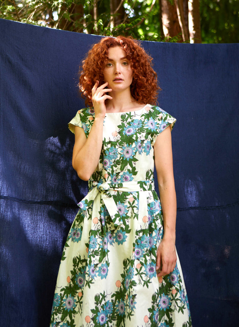 Floral Print, Elegant Summer Dress | Sustainable Cotton-Linen