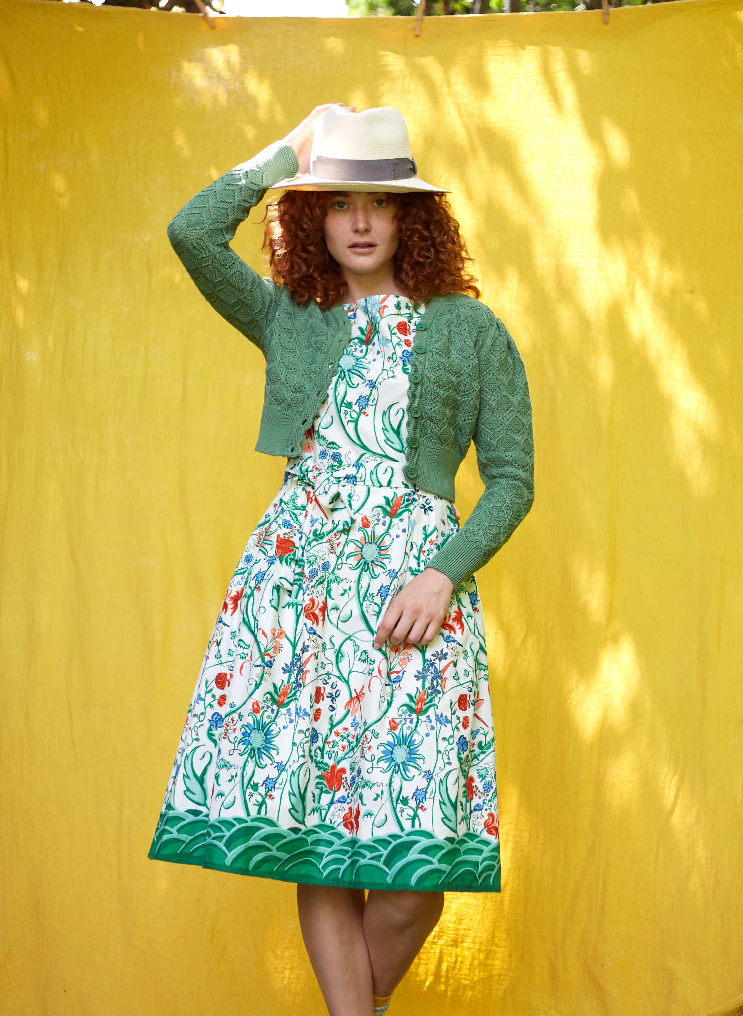 Archive Sale - Size 10 - Beatrice Cap - Ivory Tapestry Dress