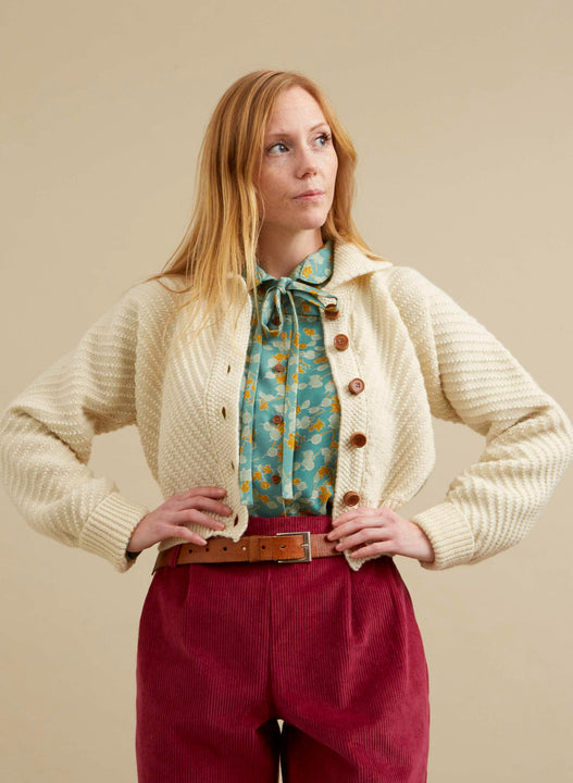 Betty - Heritage Knitwear Cream Cardigan | 100% British Wool