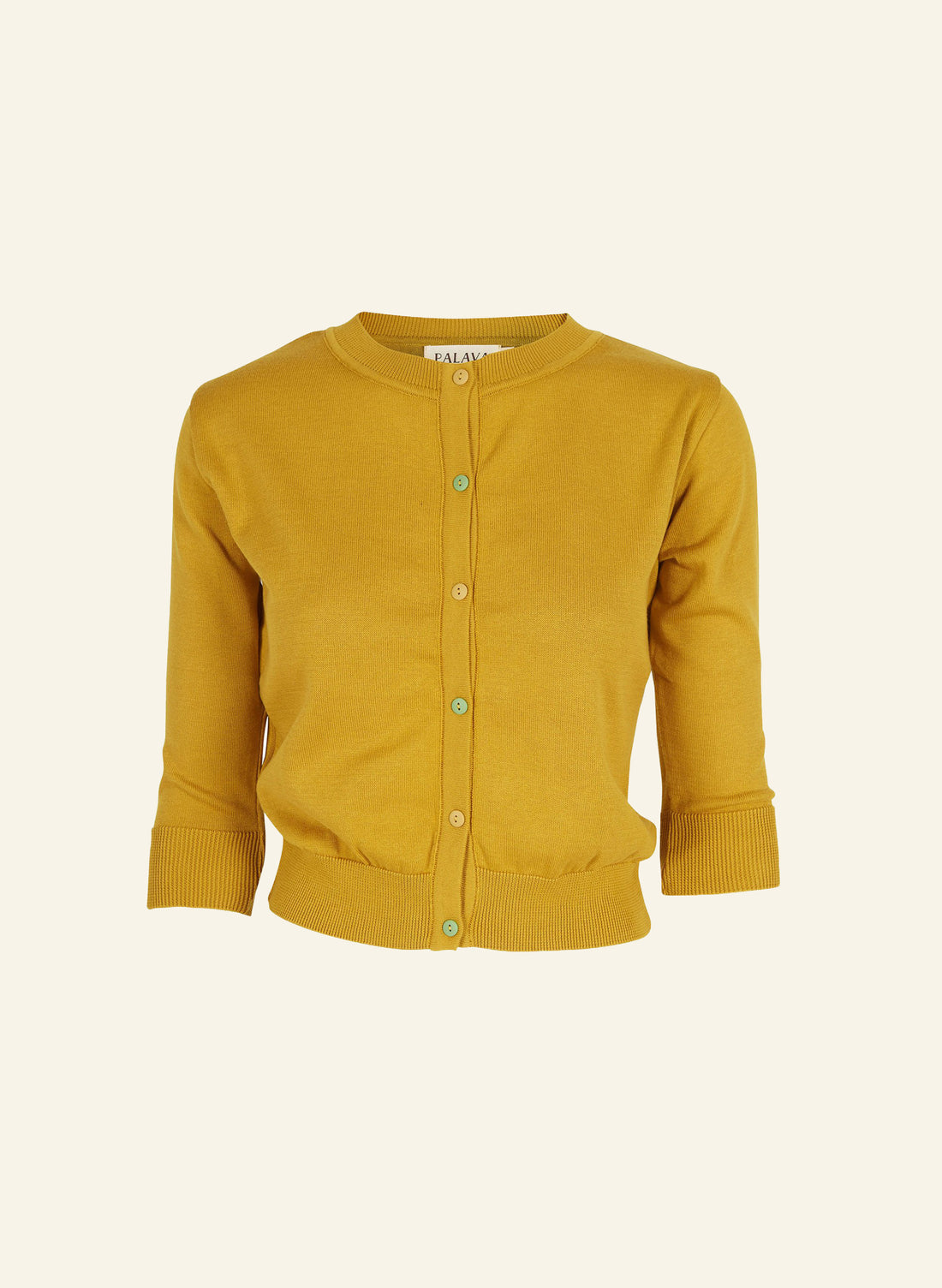 100% Organic Cotton Mustard Yellow Cardigan | Vintage Style