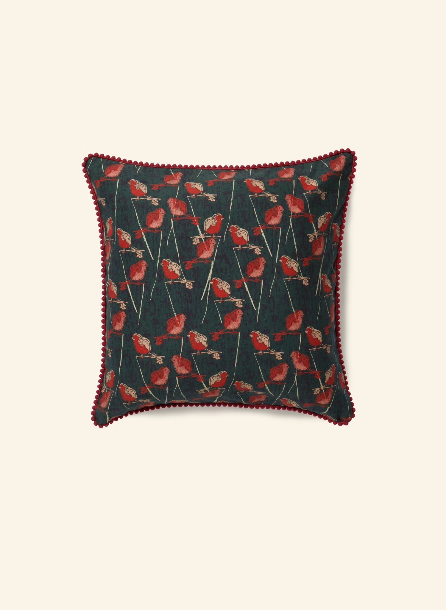 Cushion Cover - Forest Green Robin
