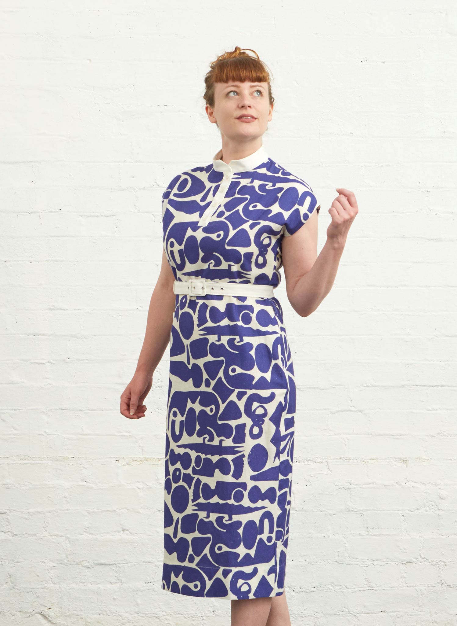 Palava Womens Cyd Dress in Summer Blue Cave Cotton Linen Fabric