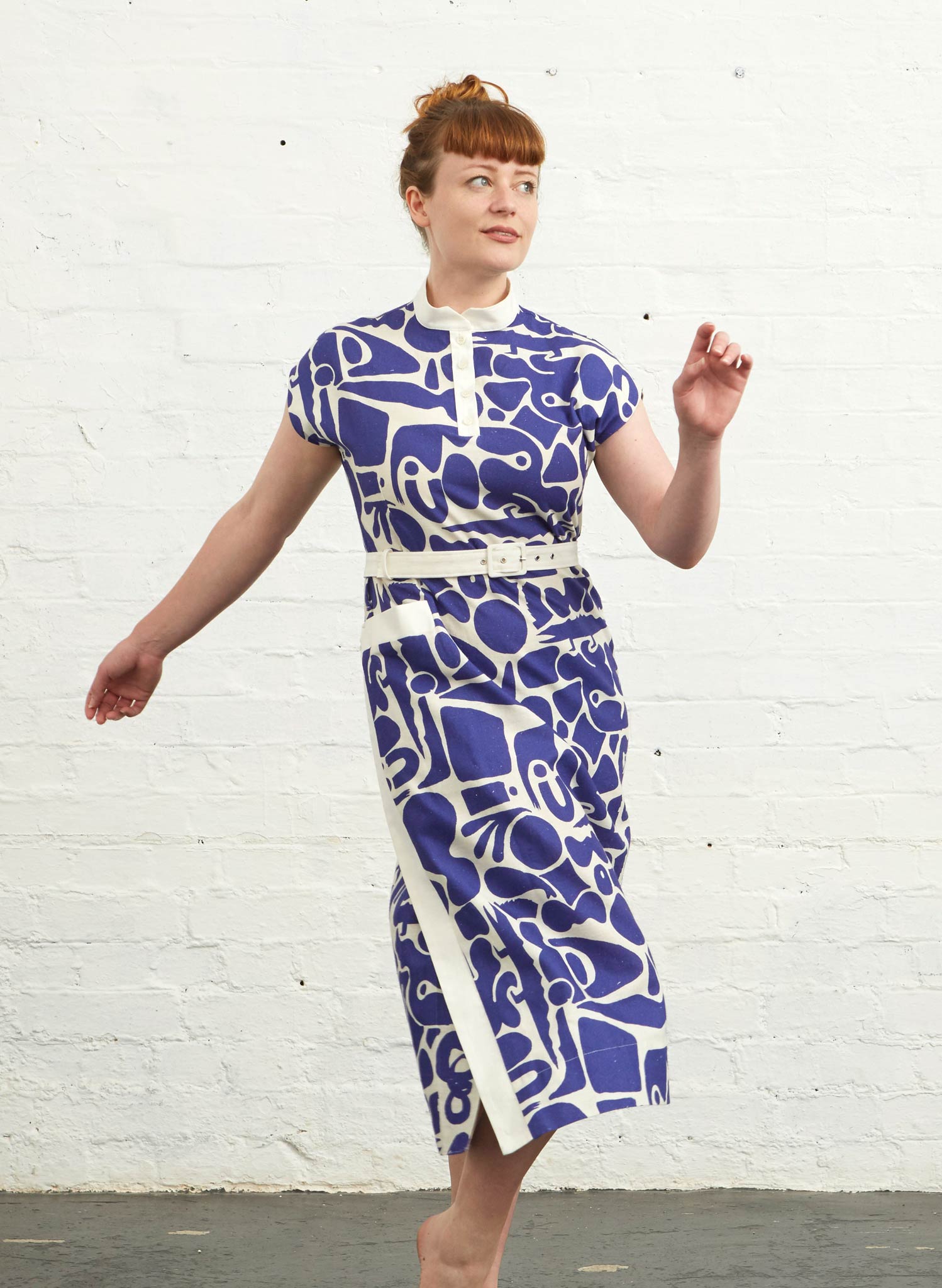 Palava Womens Cyd Dress in Summer Blue Cave Cotton Linen Fabric