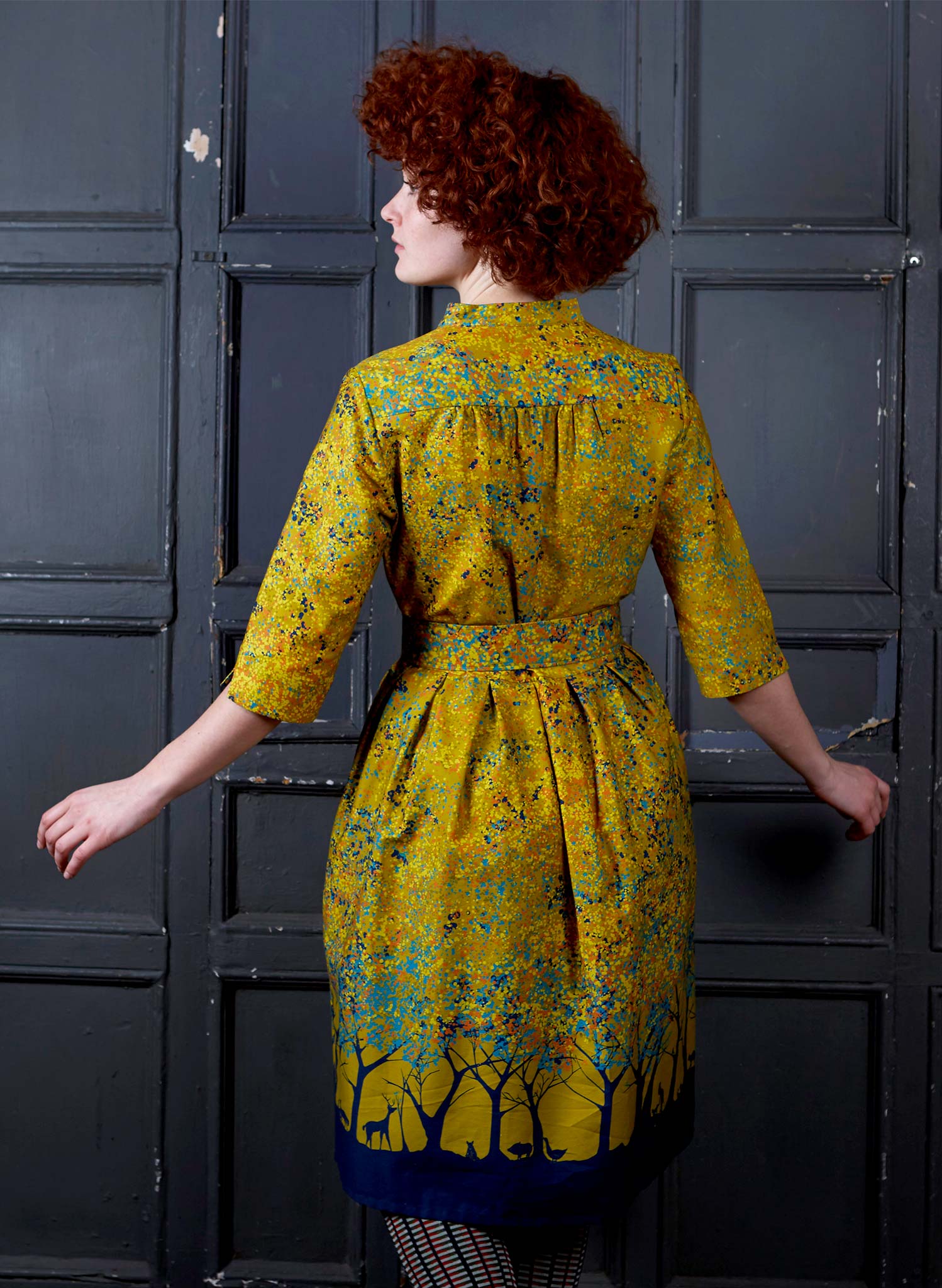 Cynthia - Mustard Forest Dress - 100% Organic Cotton