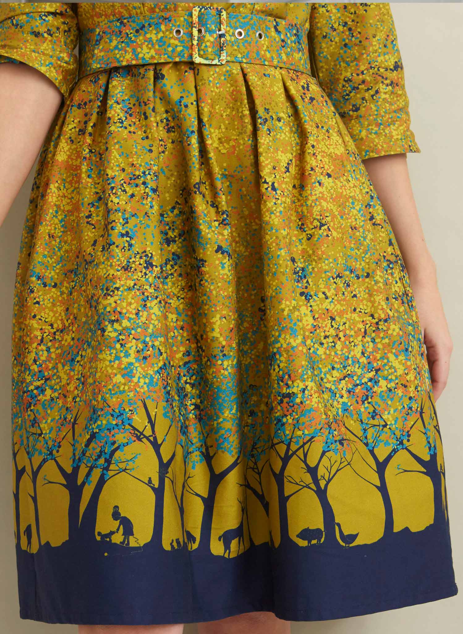 Cynthia - Mustard Forest Dress - 100% Organic Cotton