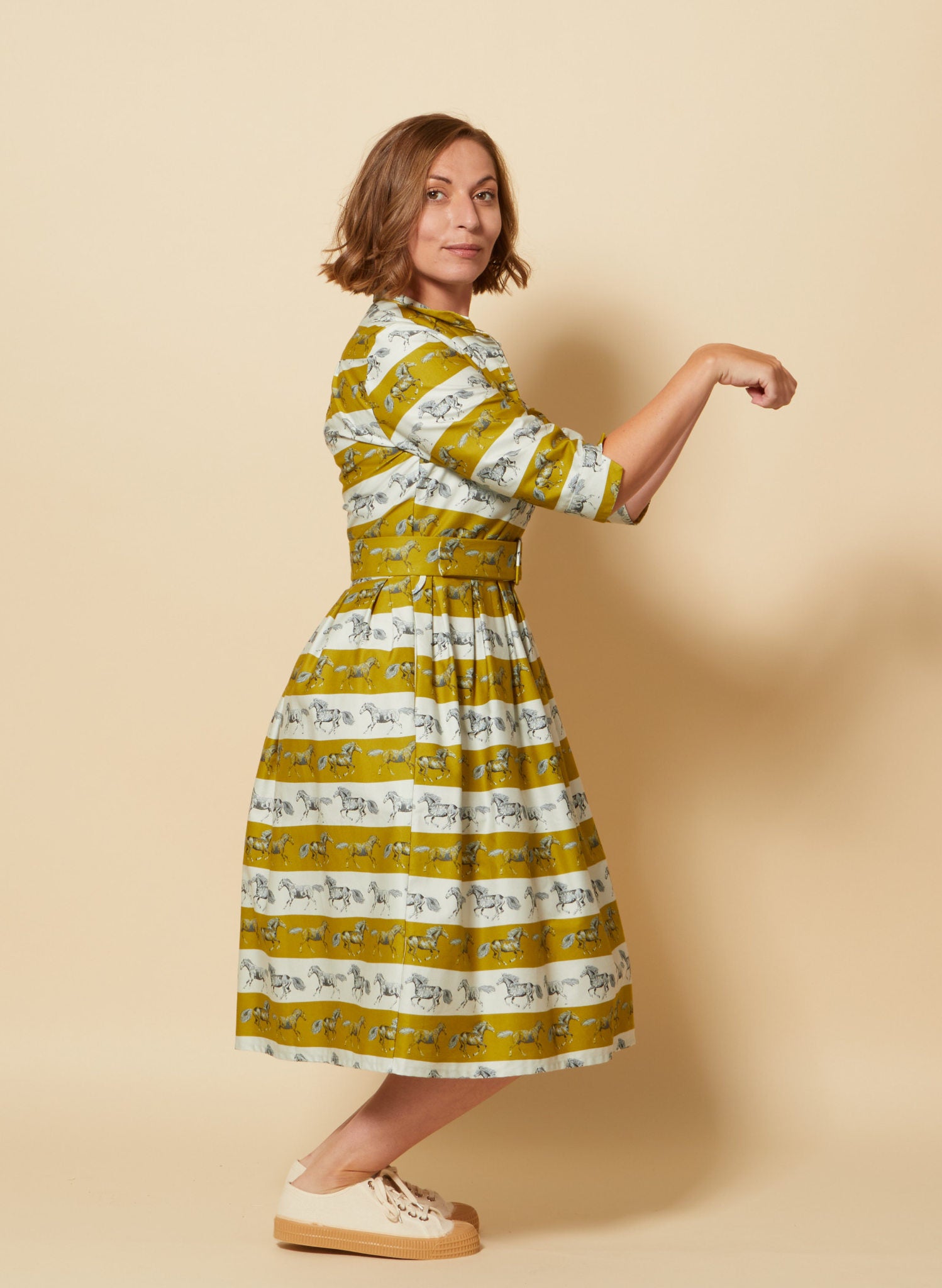 PRE LOVED - Cynthia - Mustard Horses Dress