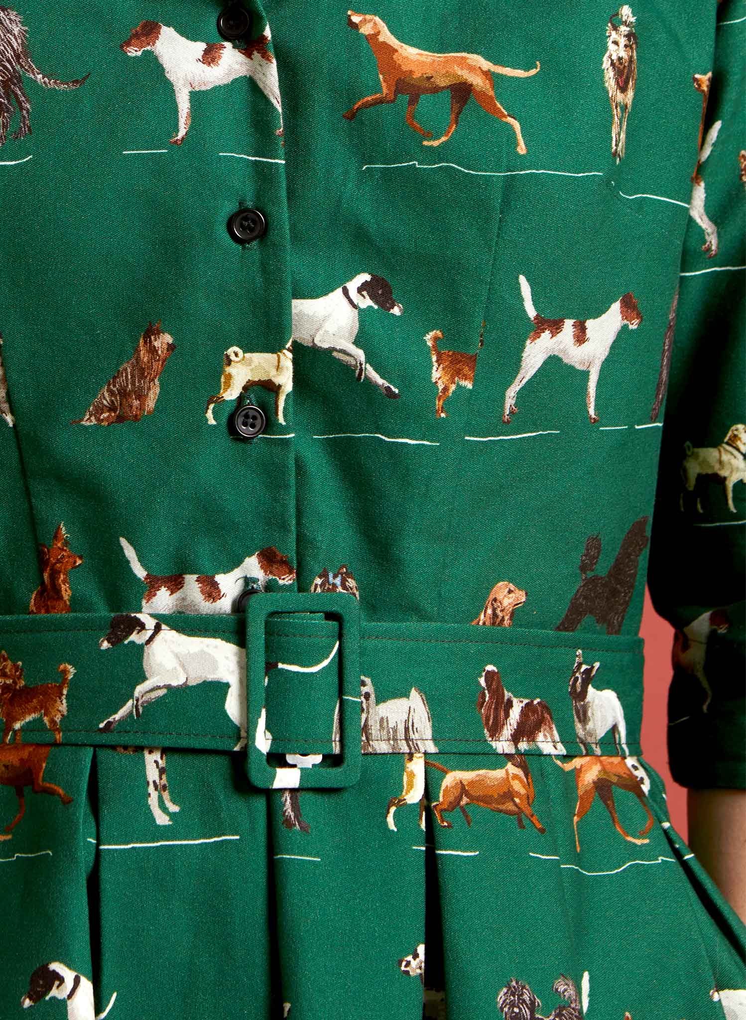 Cynthia - Green Porcelain Dogs Dress