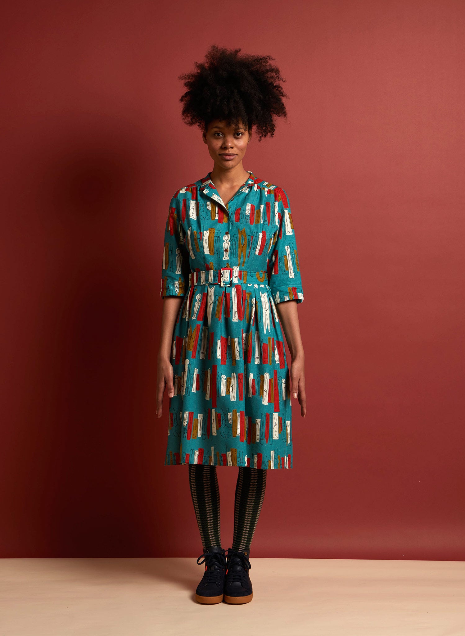 Cynthia - Teal Pegs Dress