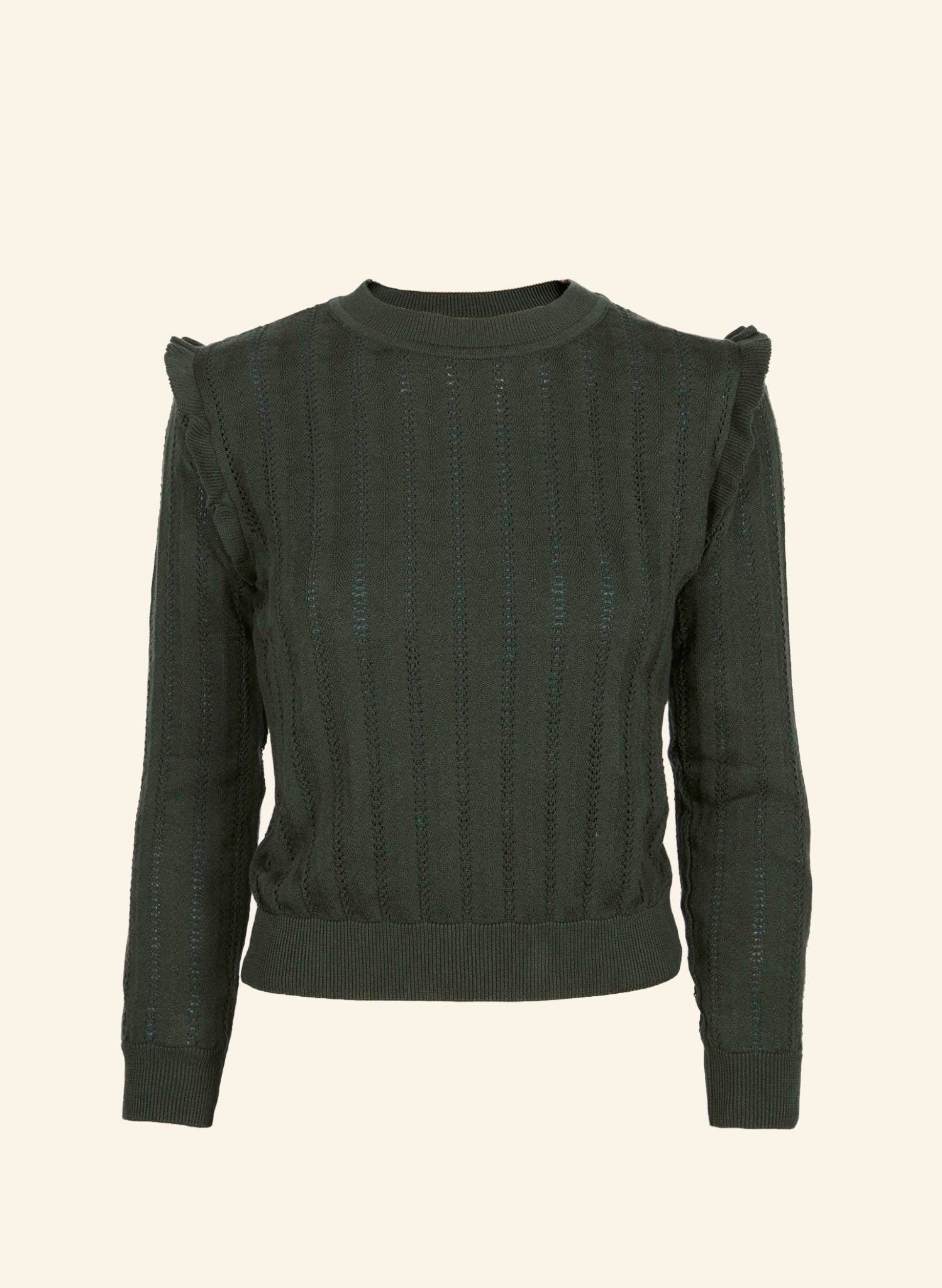 Diana - Forest Green Ruffle Knitted Top