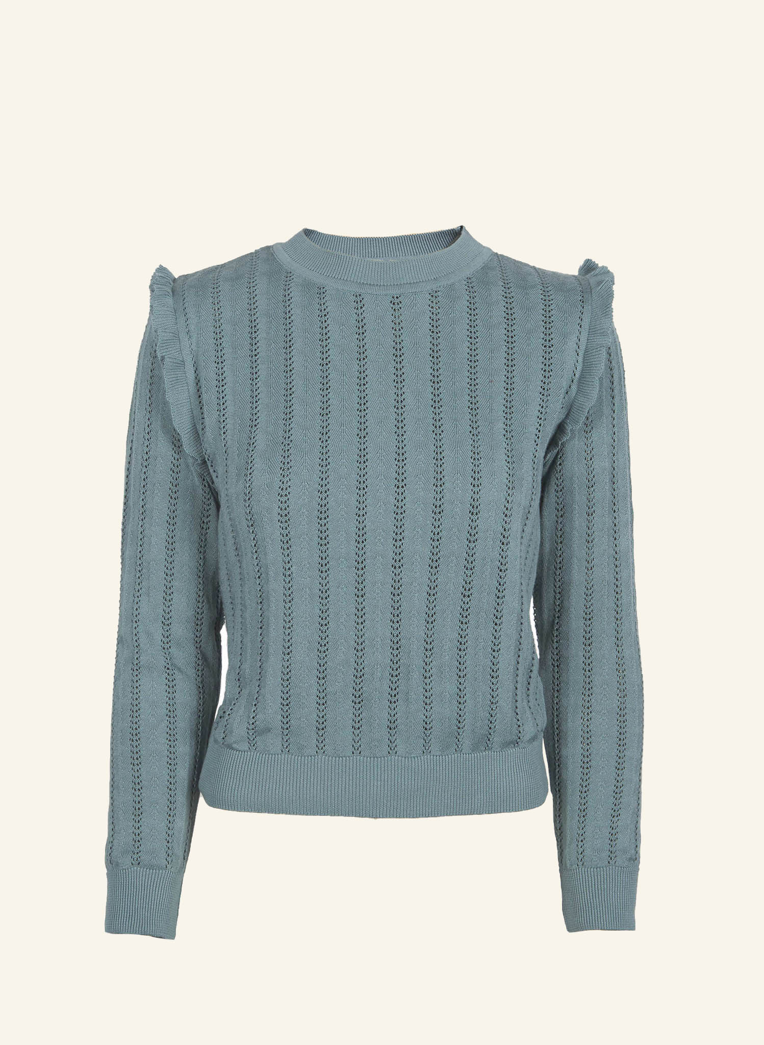 Diana - Mineral Blue Ruffle Knitted Top