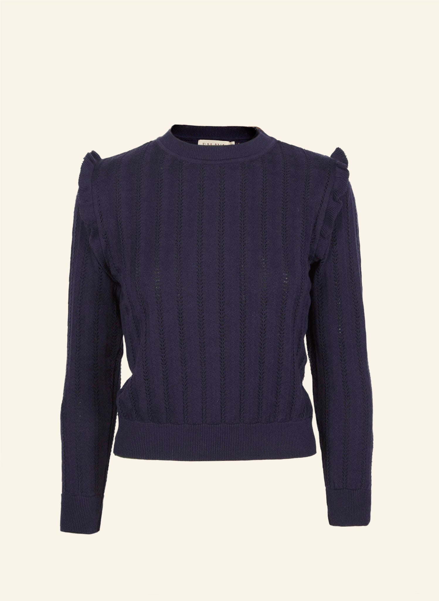 Diana - Navy Ruffle Knitted Top