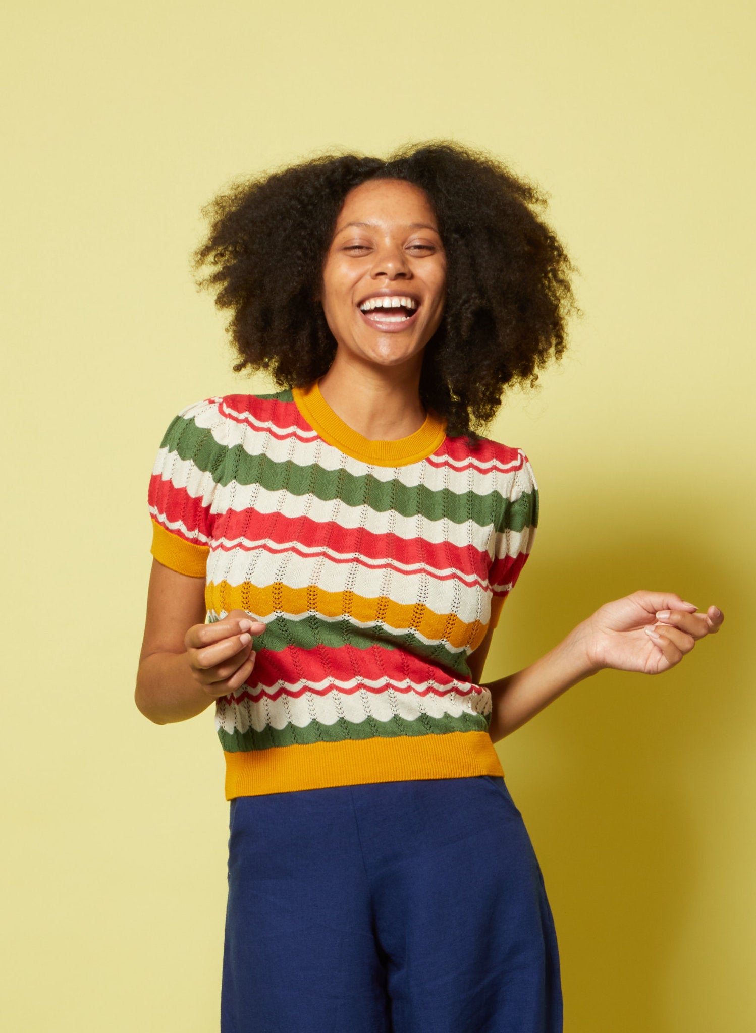 Eve - Red and Mustard Knitted Top