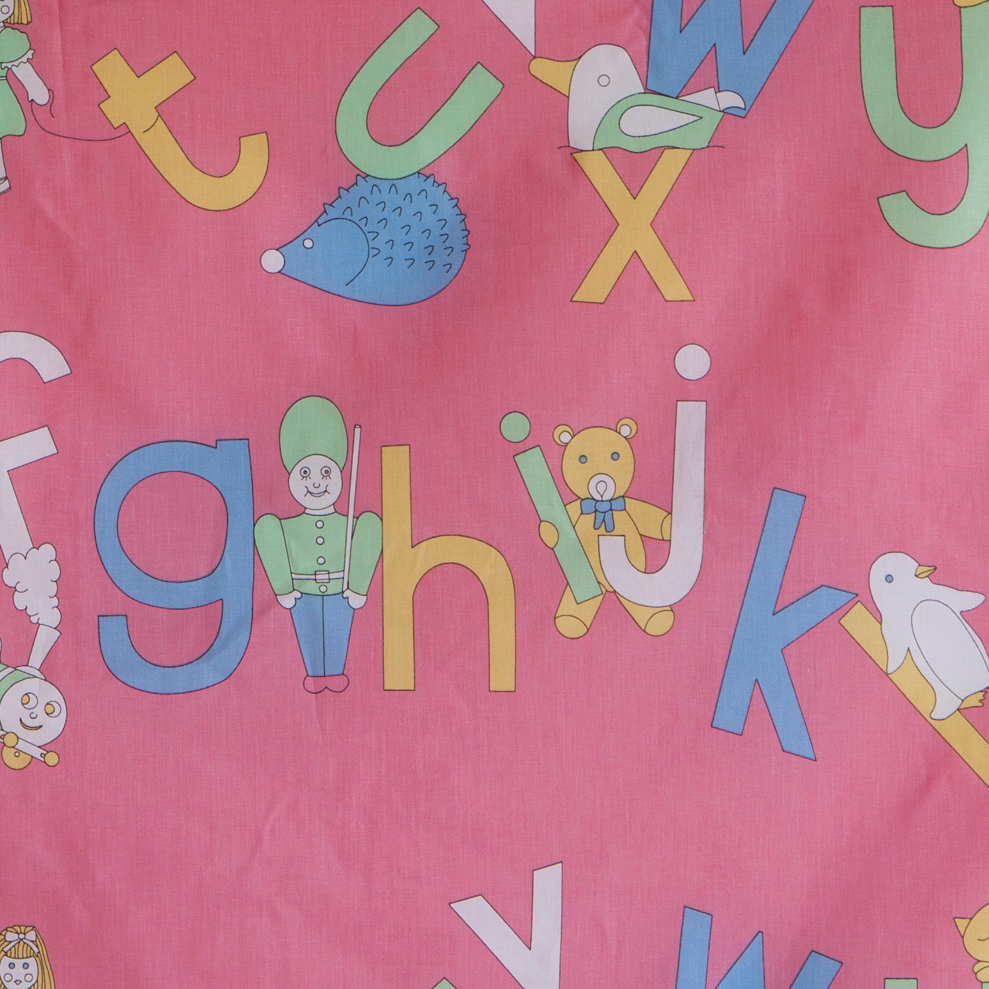 ABC Pink Pastel Print Fabric - Cotton