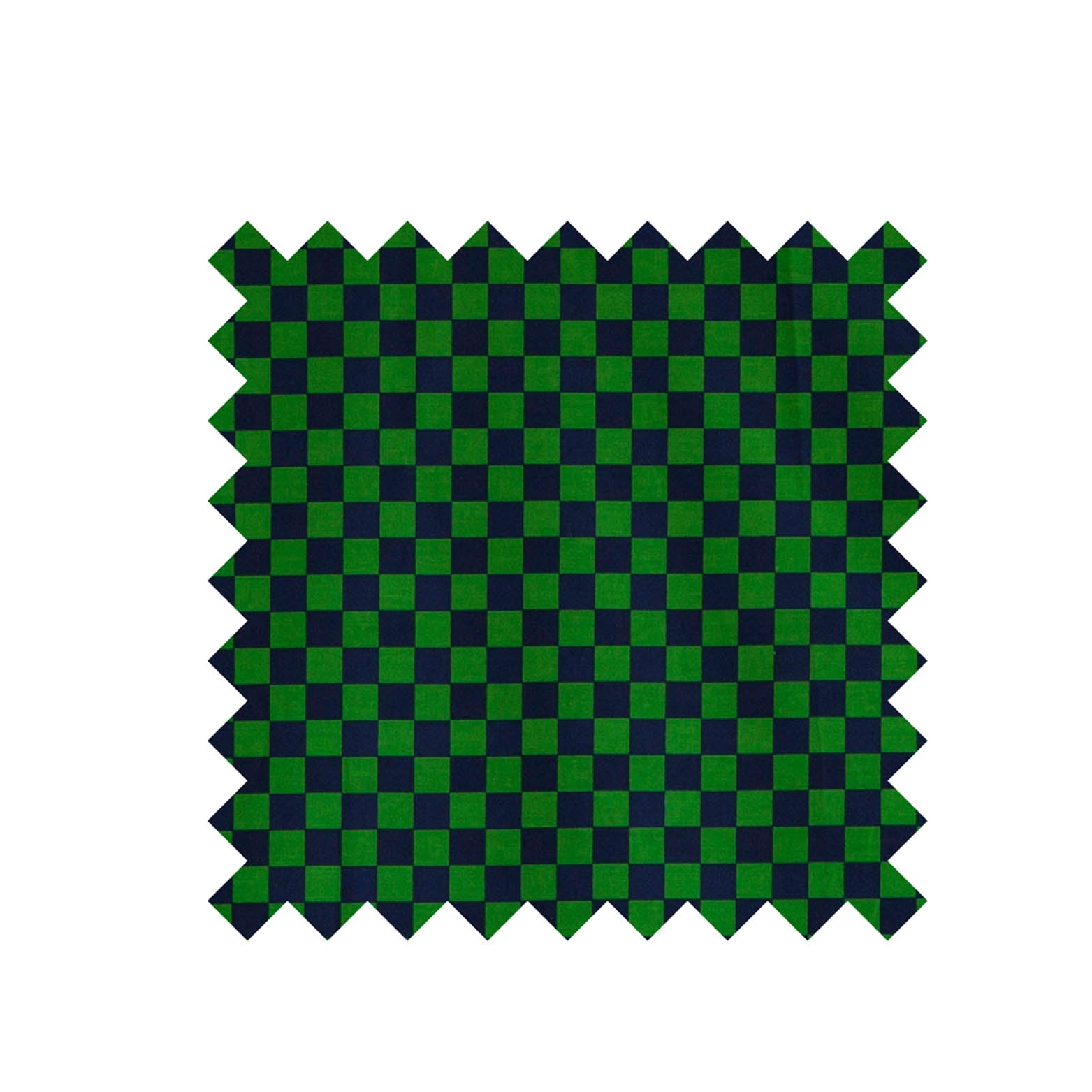 Green and Navy Check Print Fabric - Cotton