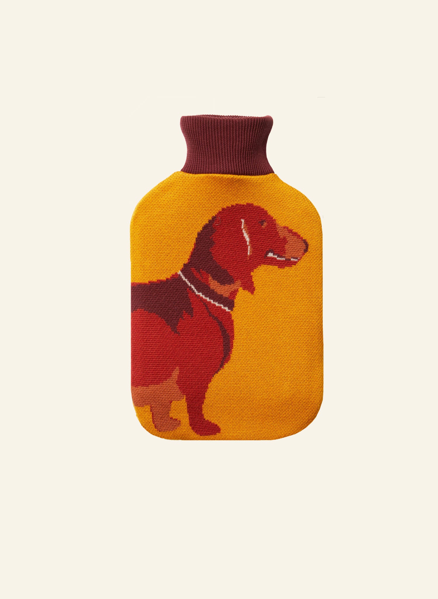 Hot Water Bottle Cover - Mustard Sausage Dog