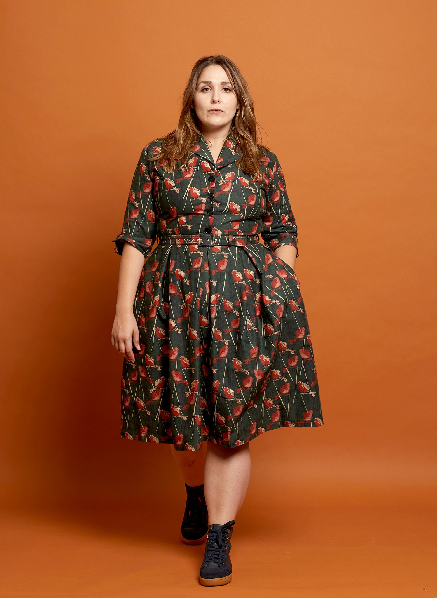 Ida - Forest Green Robin Dress | 100% Organic Cotton