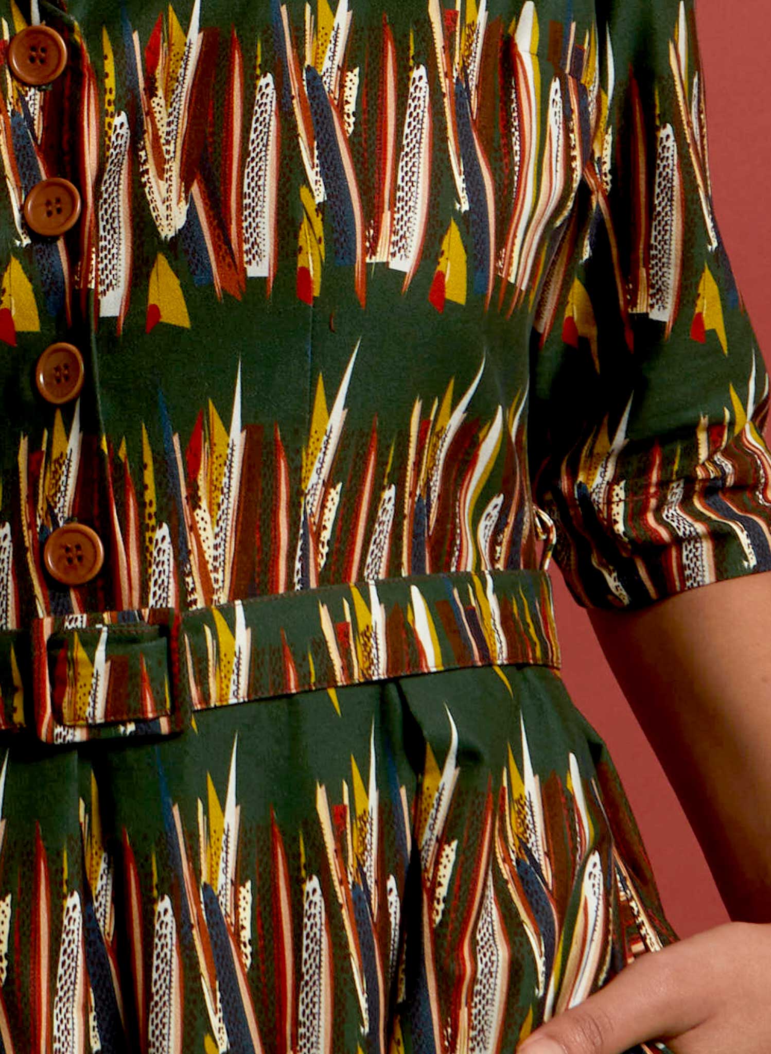 Ida - Green Mid-Century Feather Dress