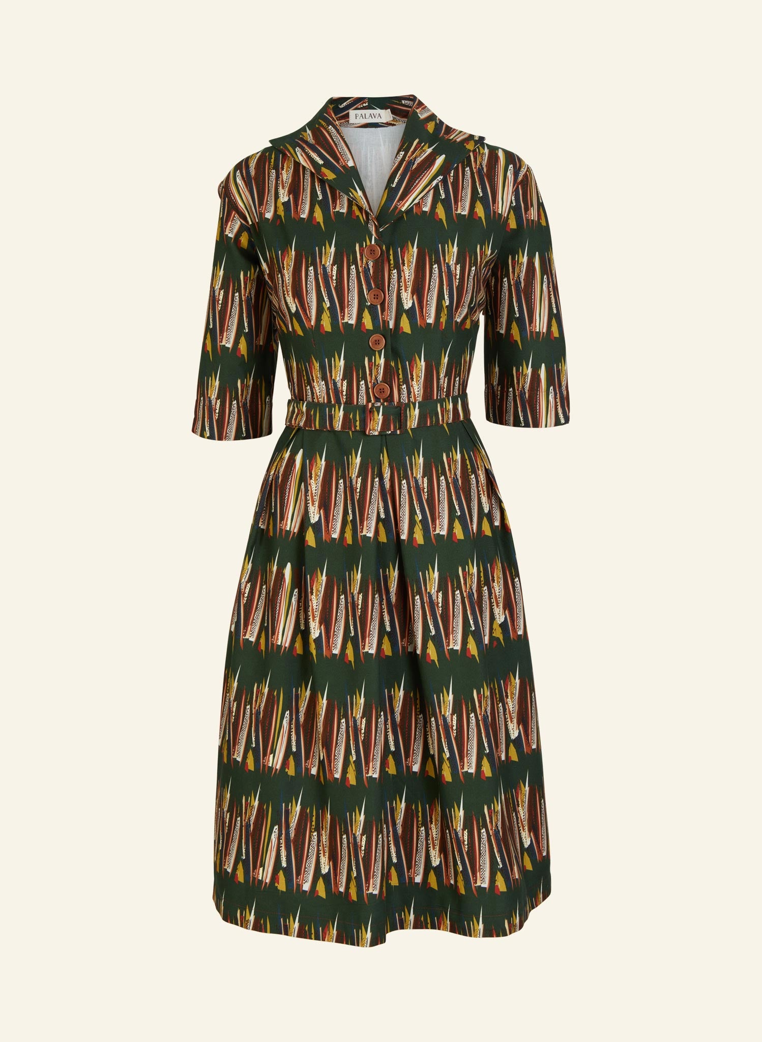 Ida - Green Mid-Century Feather Dress