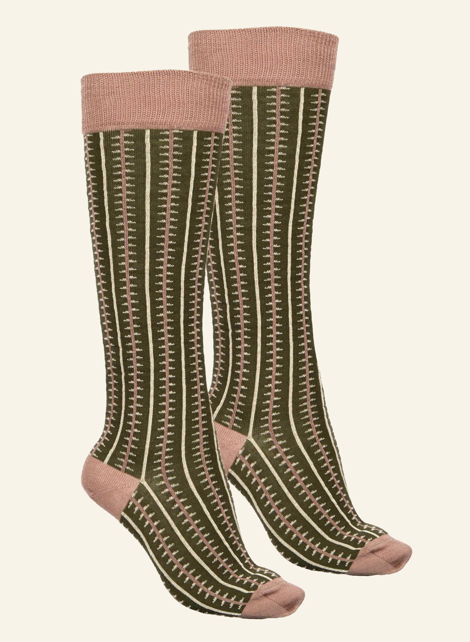 Knee High Socks - Green/Pink Rocket