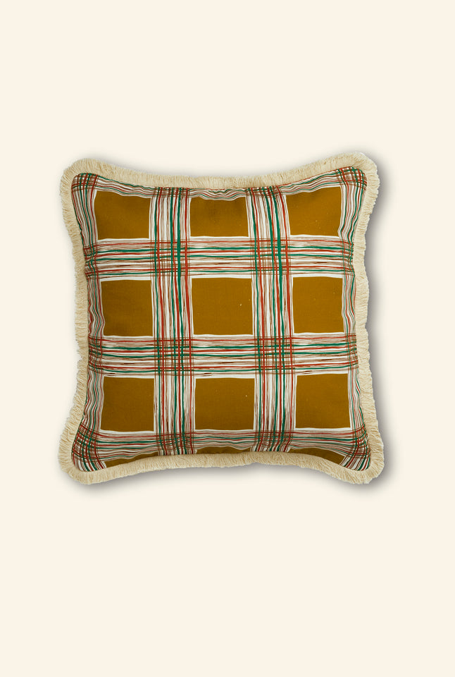 Cushion Cover - Mustard Checks