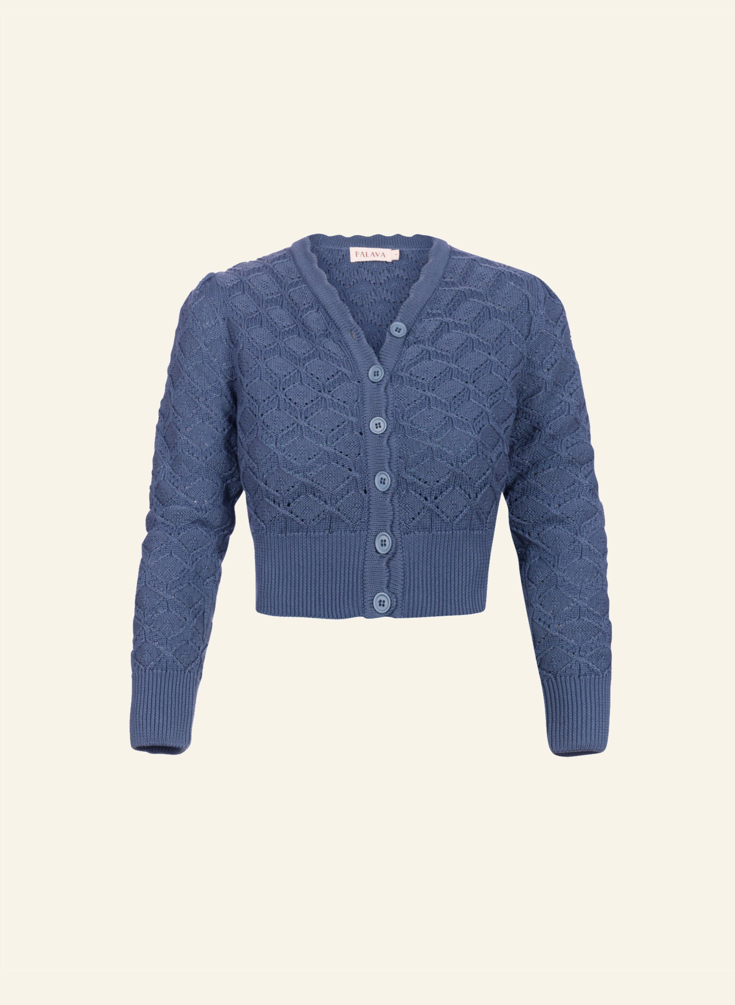 Leah - Storm Blue Basket Knitted Cardigan