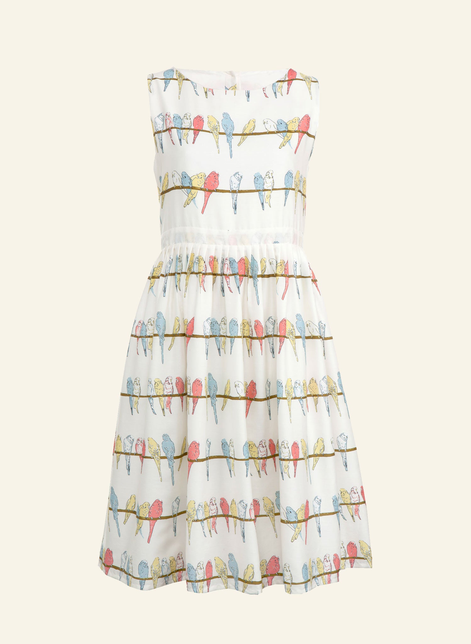 Mabel - Ivory Budgies Dress