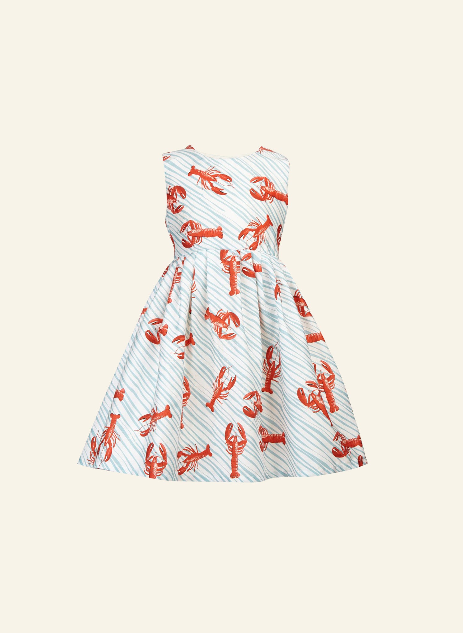 Martha Children's Dress - Light Blue Lobsters