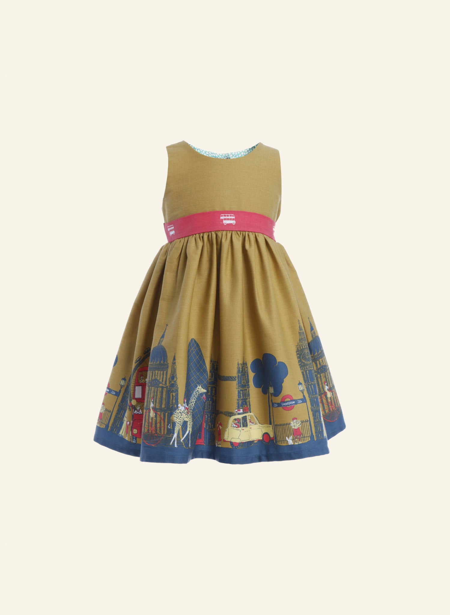 Mustard London Print Children's Dress | 100% Cotton | Made in UK