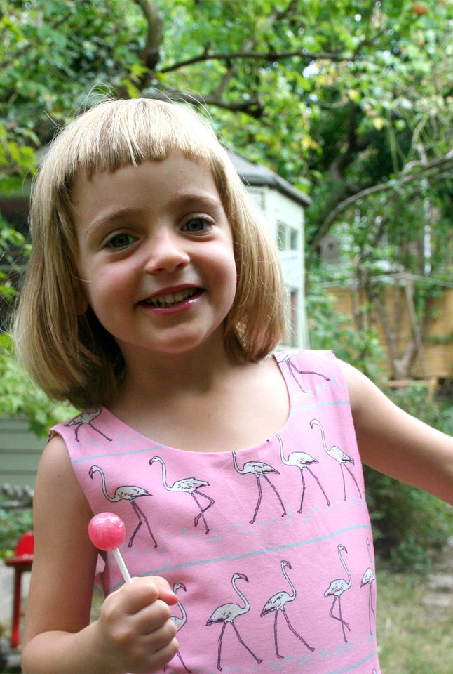 Martha - Pink Flamingo Dress | 100% Organic Cotton Sateen