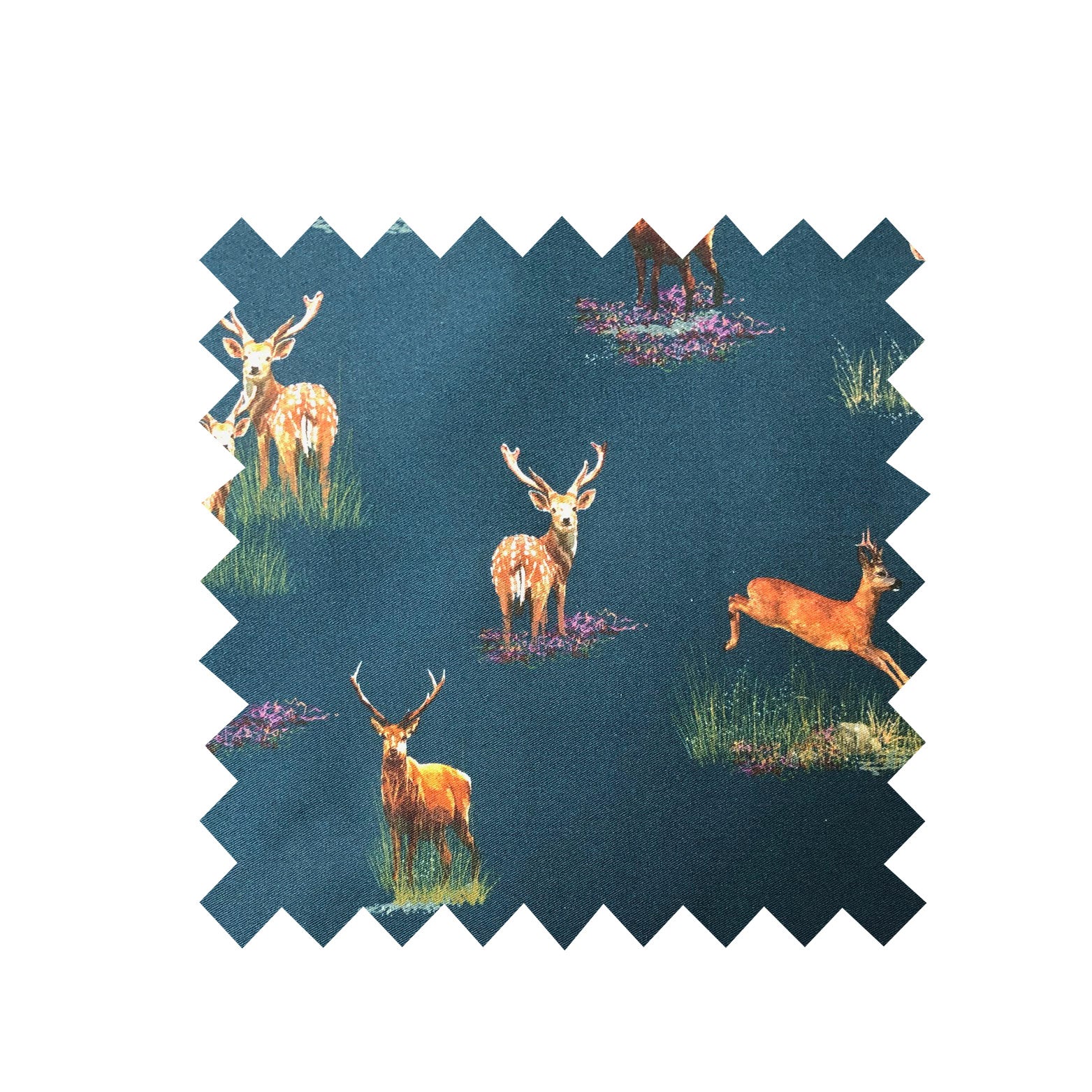 Deer Teal Fabric - Organic Cotton Twill