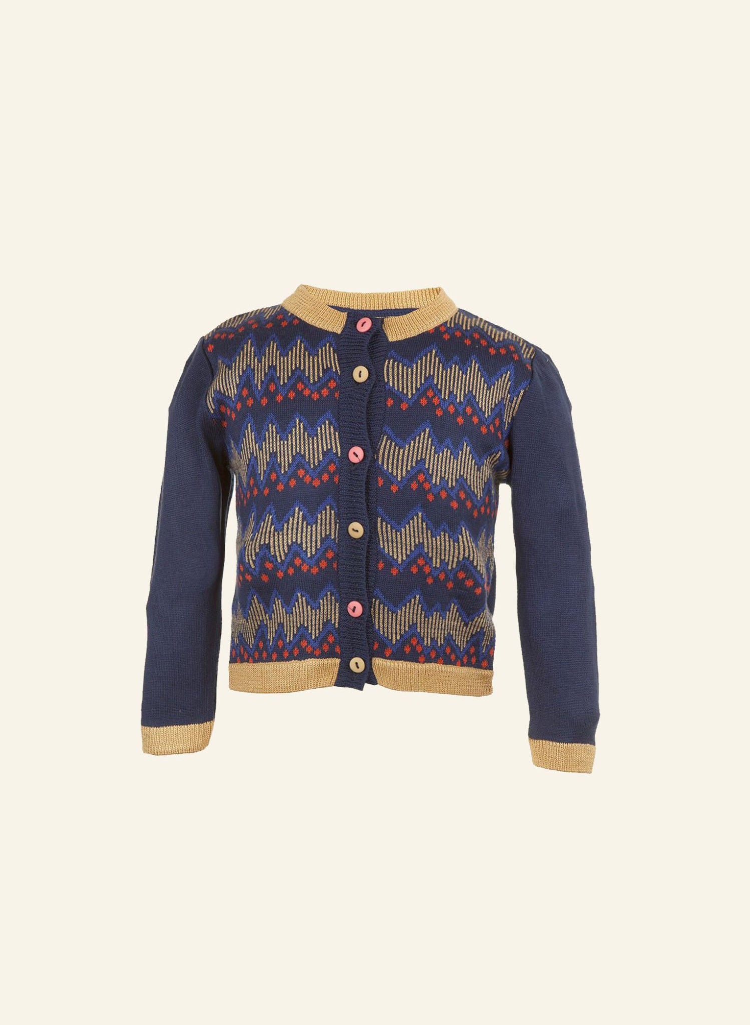 Navy Zig Zag Children's Knitted Cardigan | 100% Cotton | Palava