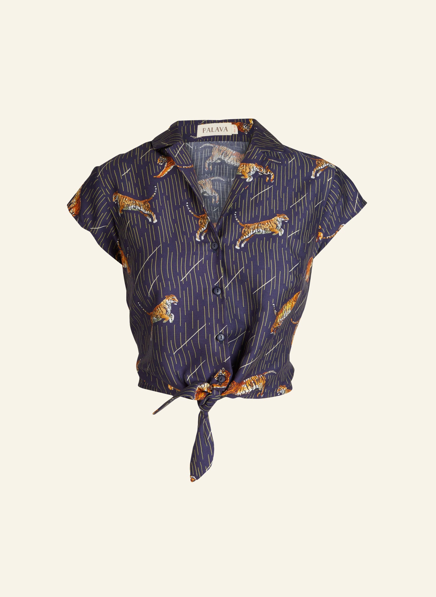 Peggy - Tencel Navy Tiger Top