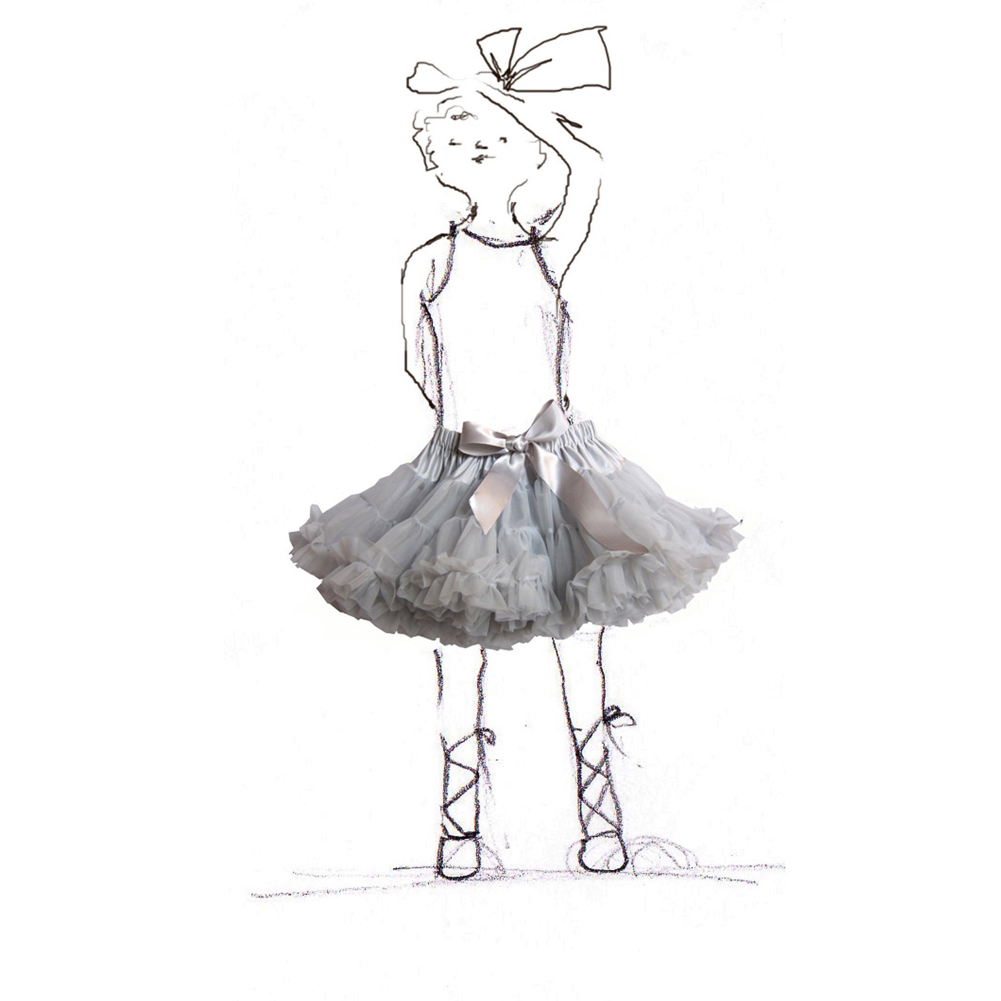 Children's Misty Grey Party Petticoat with Ribbon | Palava
