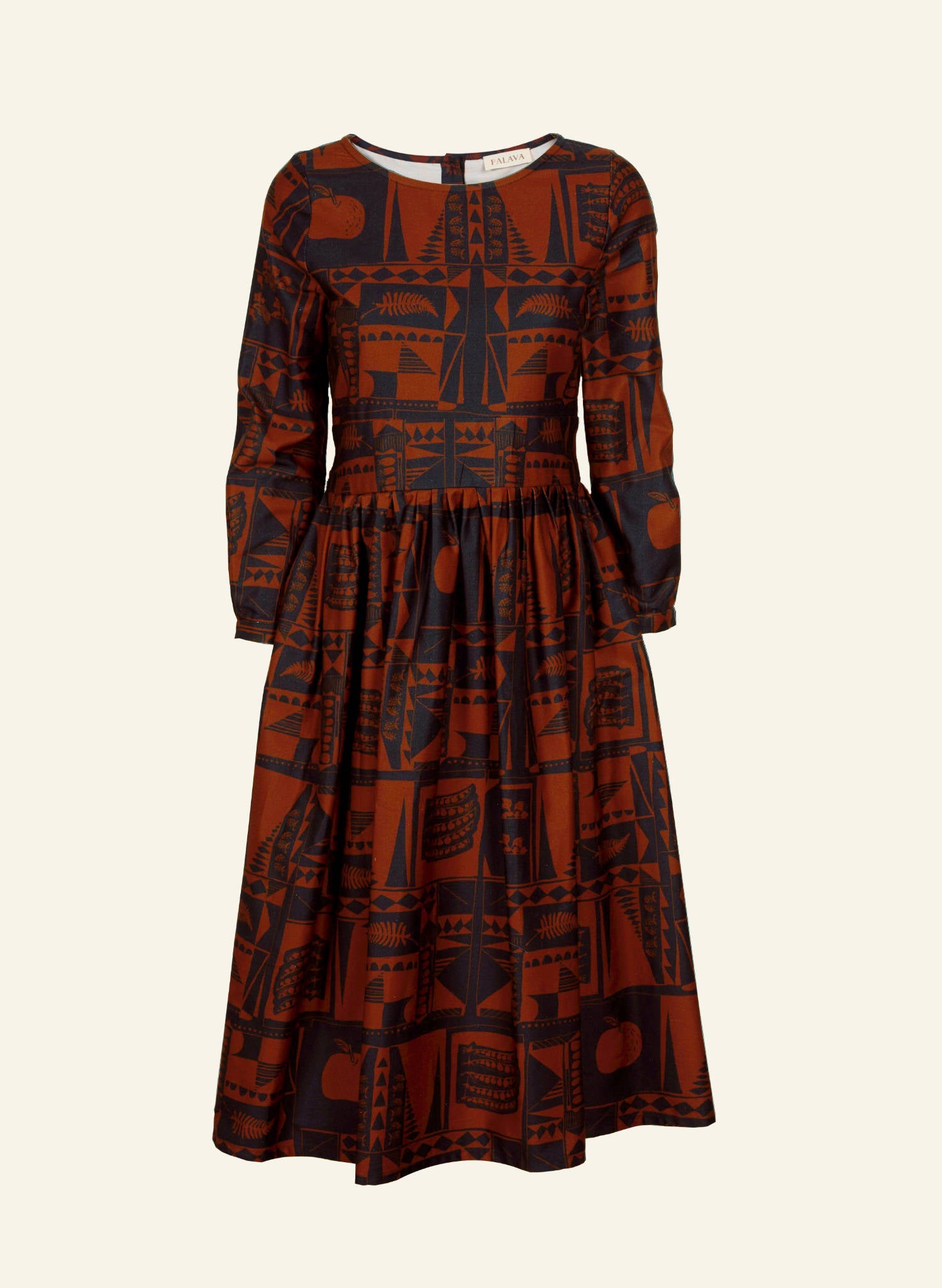 Philippa Dress - Red/Navy Greenhouse Print